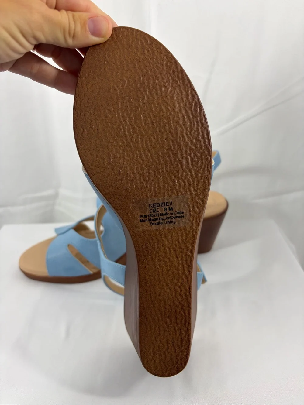 NWT Journee Women’s Size 8 Light Blue Slingback Wedge Sandals